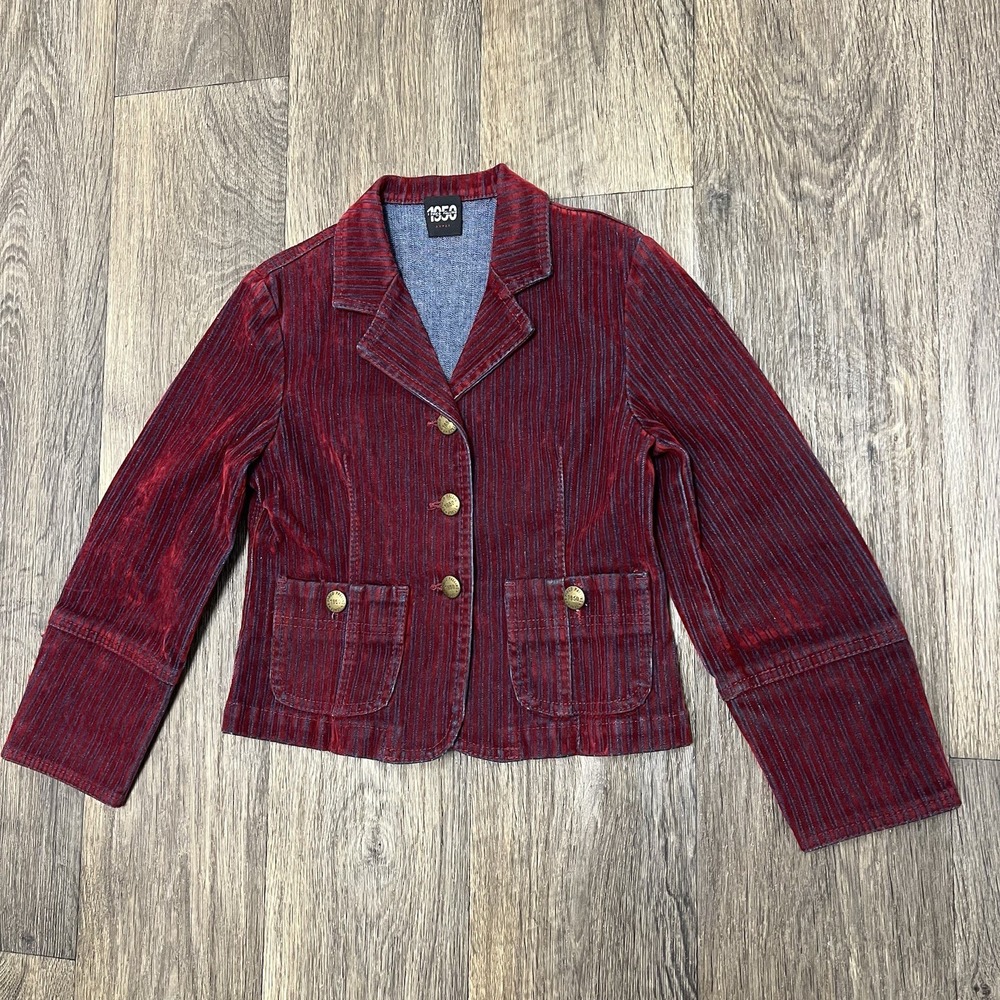 Vintage Ultra Rare Pinco Pallino Italy Size 8 Blazer Suede  Red wine Color